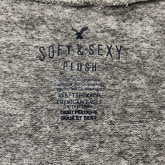 American Eagle Soft & Sexy Plush Gray V-Neck Button-Down Shirt Dolman Sleeve XXS - Picture 7 of 10